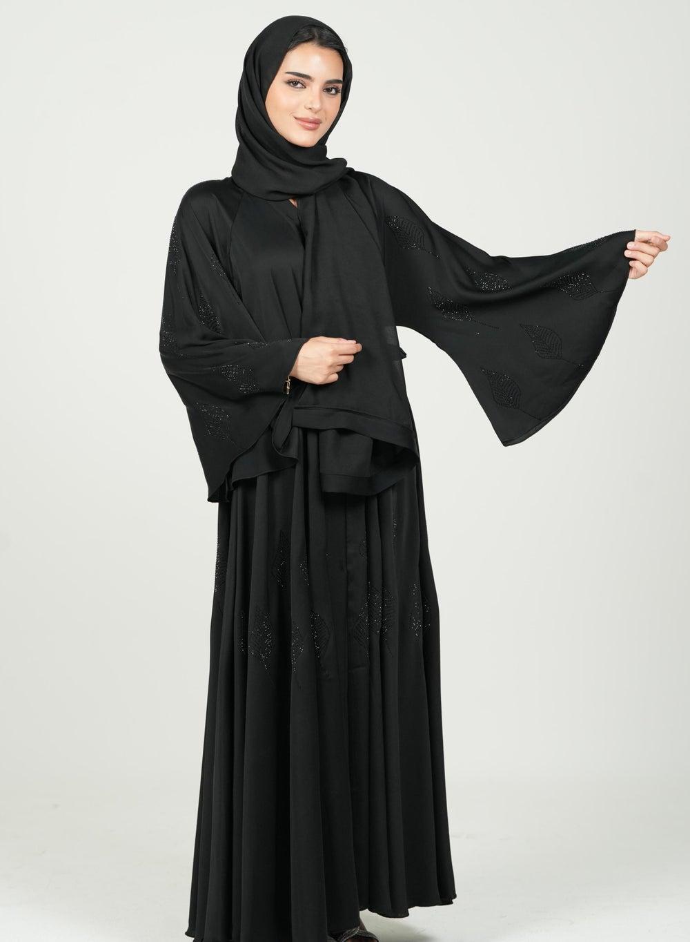 Black Abaya Double Cloche with Hijab - Image 1