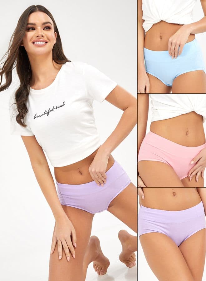 Pack of 3 Solid Pastel Briefs - Image 1