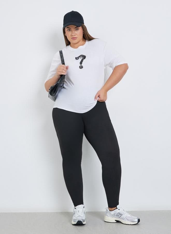 Plus Size Black Leggings with Elastic Waistband - Image 1