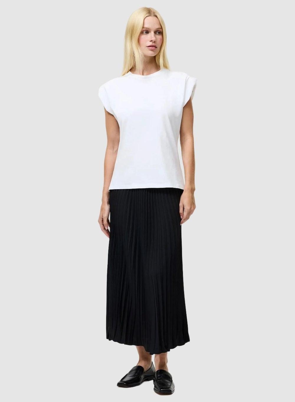 Pleated Solid Midi Skirt - Image 1