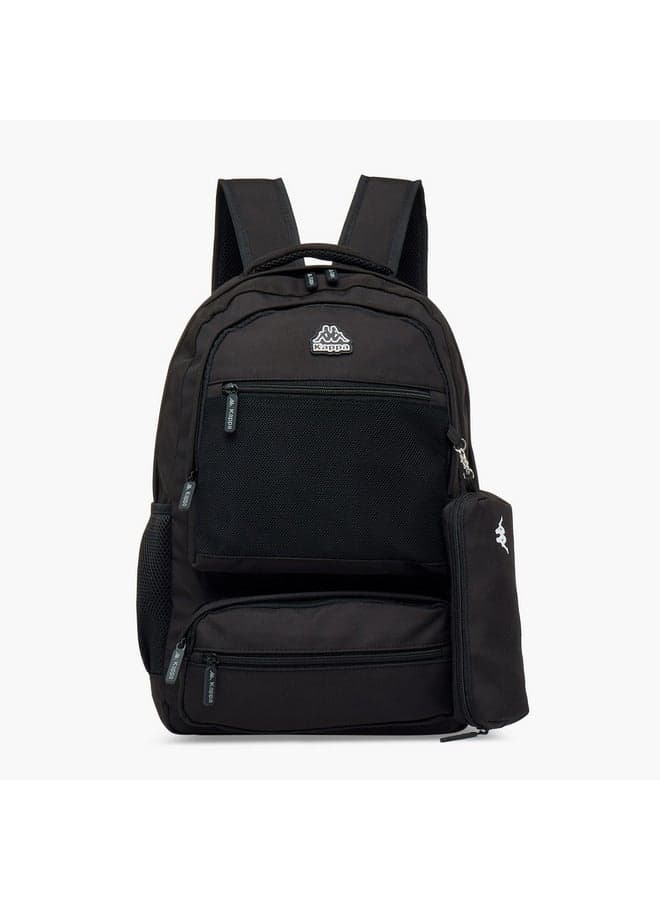 Unisex Logo Print School Backpack Set with Pencil Pouch - Image 1