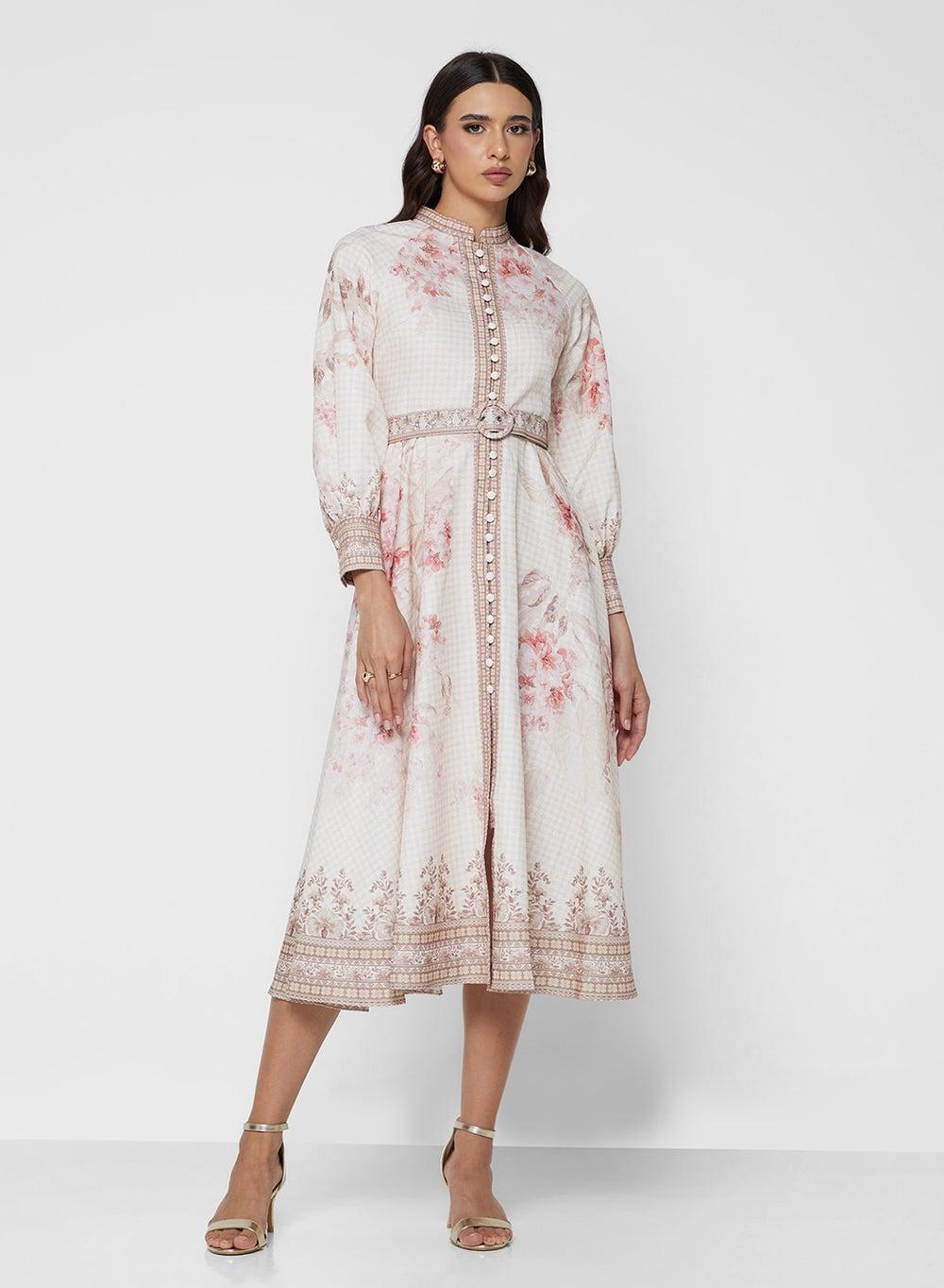 Floral Print Midi Dress - Image 1