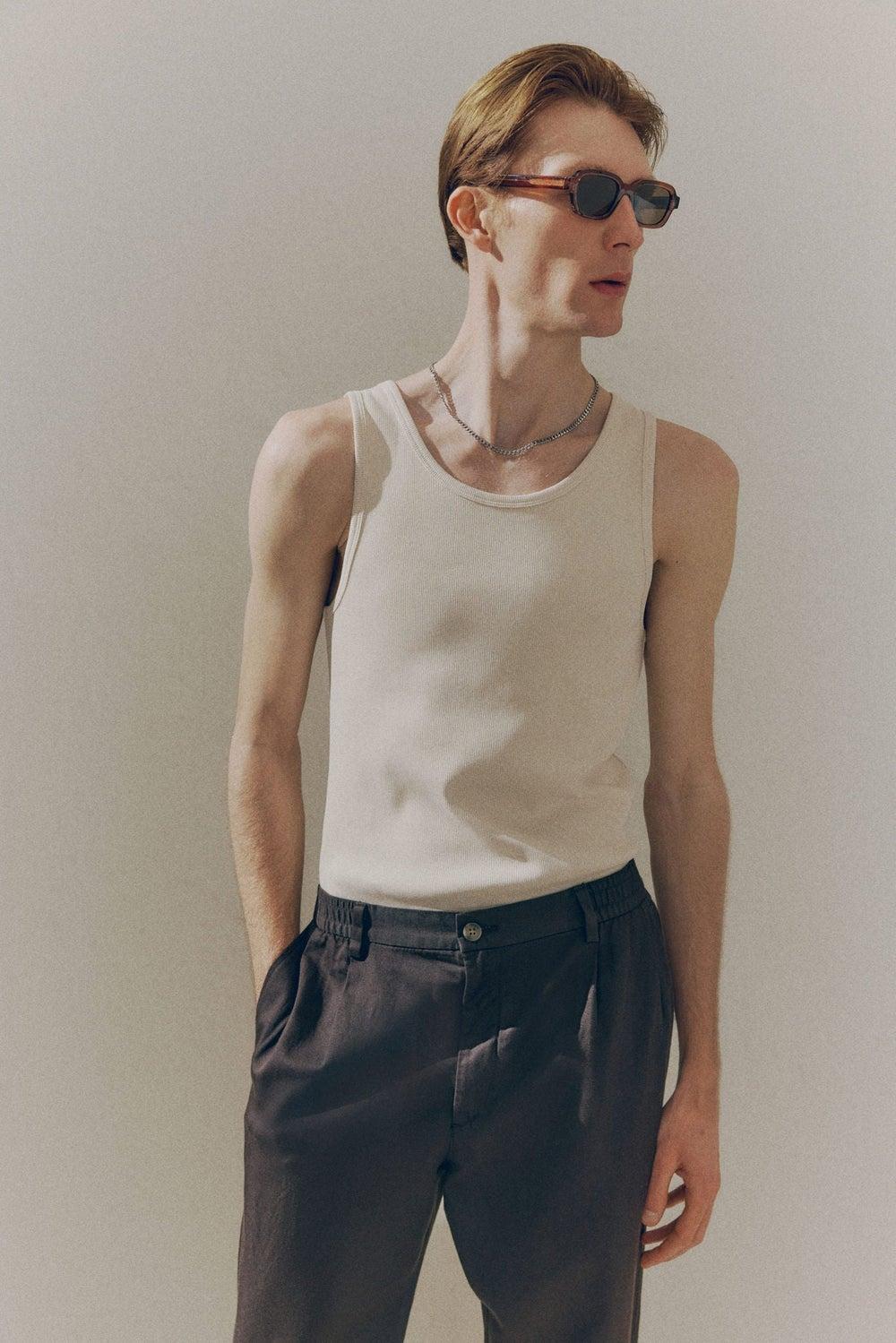 Slim Fit Ribbed Cotton Vest Top - Image 1