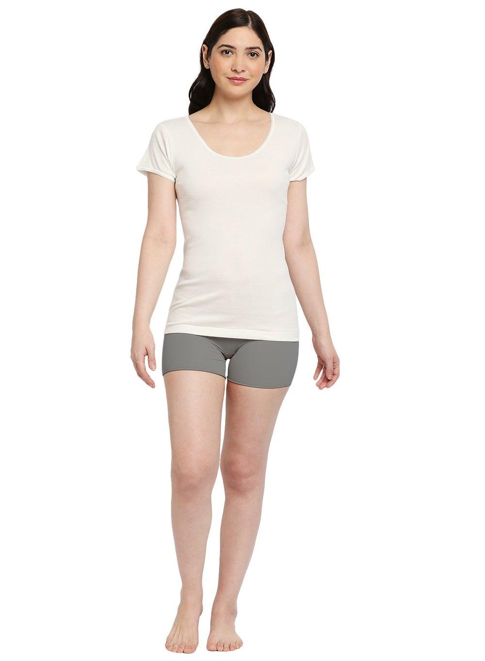 Women's Ivory Combed Cotton Undershirt - Image 1