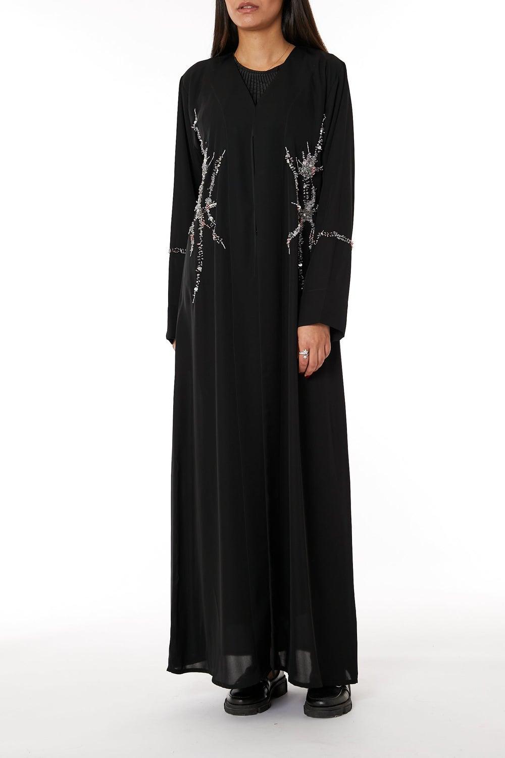 Embroidered V-Neck Open Abaya - Image 1