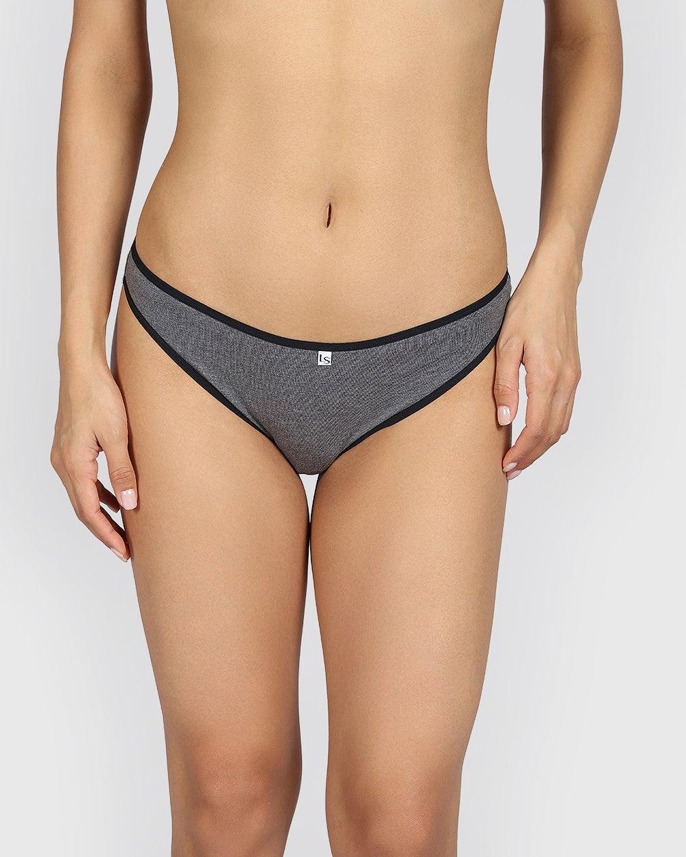 La Senza Remix Cheeky Panty in Tuxedo Heather Black - Image 1