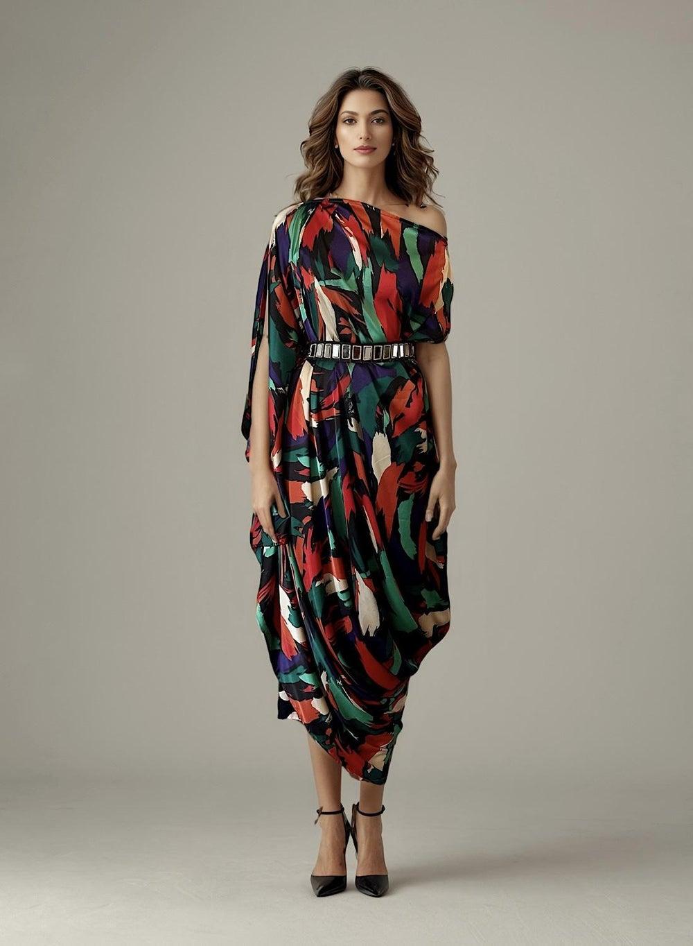 Convertible Drape Gown and Belt Dress Set - Image 1