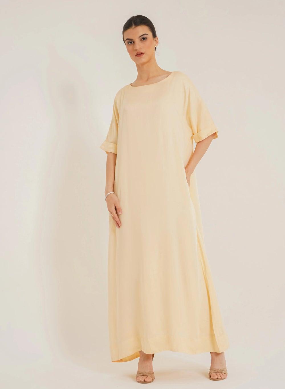 Laila Butter TENCEL™ Maxi Dress in Warm Neutral - Image 1