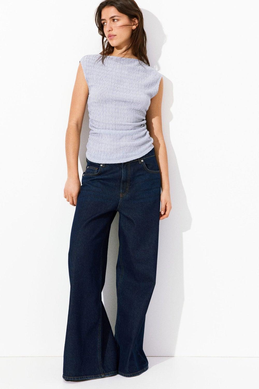 Textured Jersey Boat Neck Top - Image 1