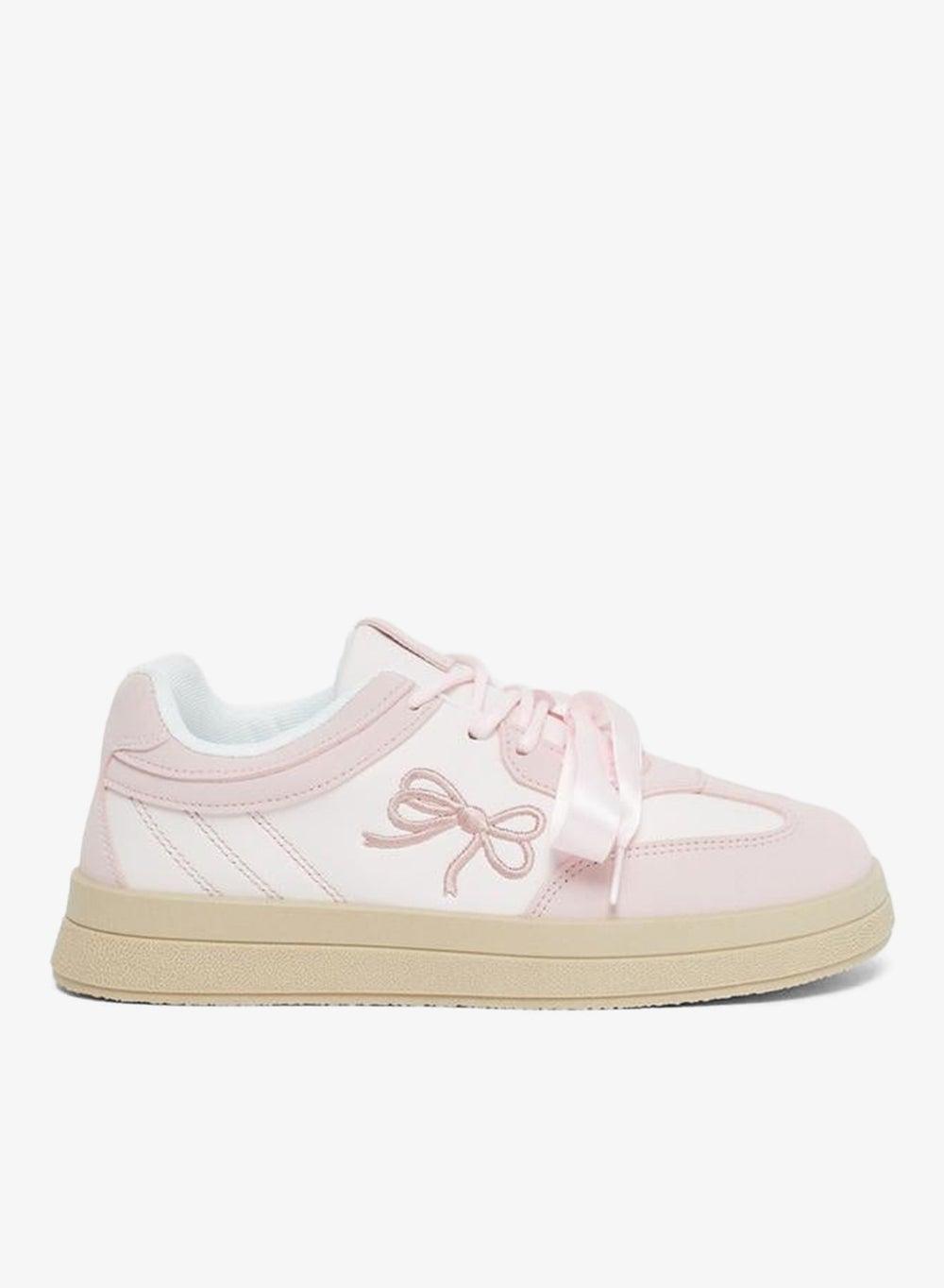 Bow Detail Lace Up Low-Top Sneakers - Image 1
