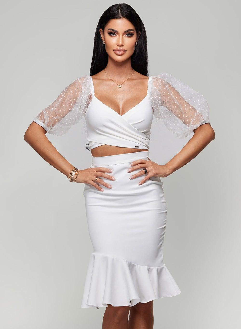 Promise White Top & Skirt Set - Image 1