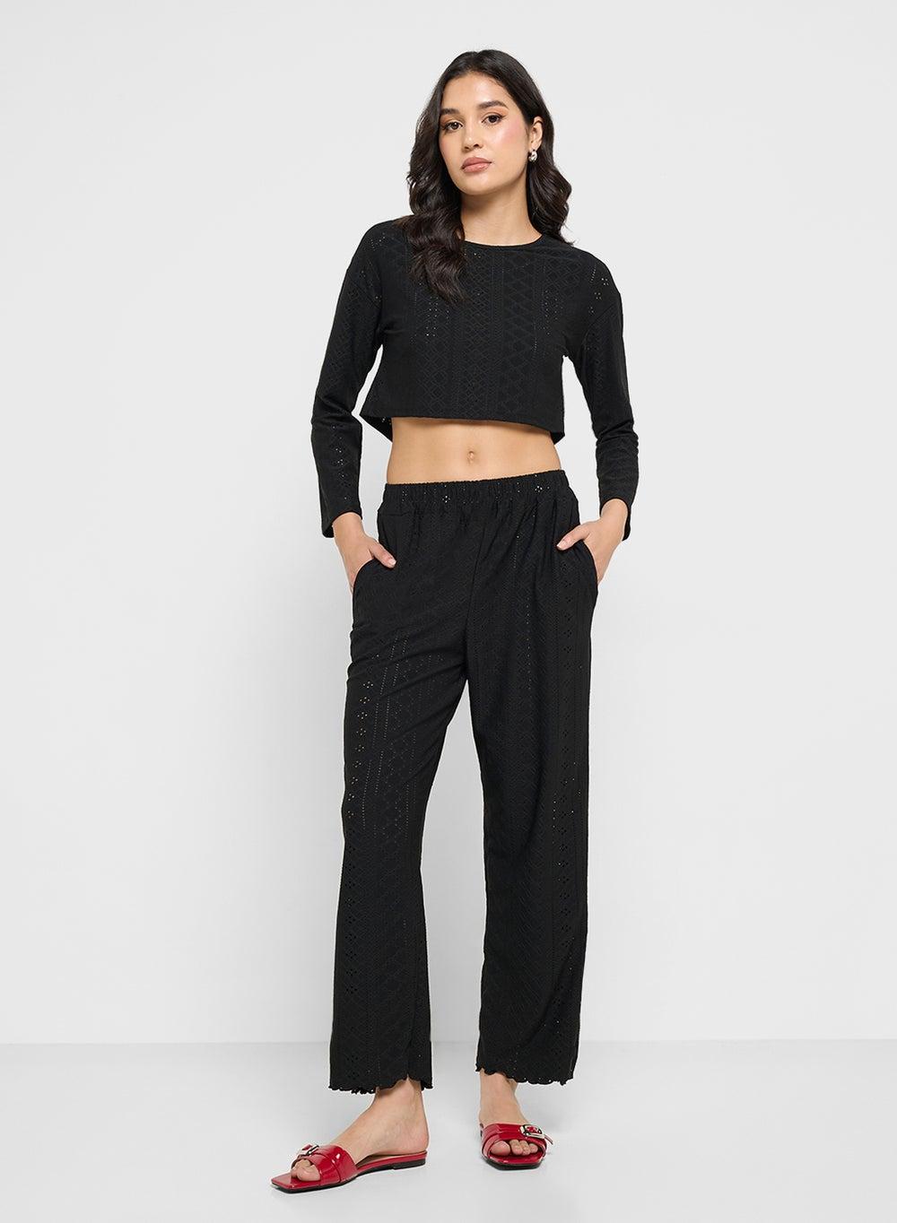 Pointelle Top & Pant Lounge Set - Image 1