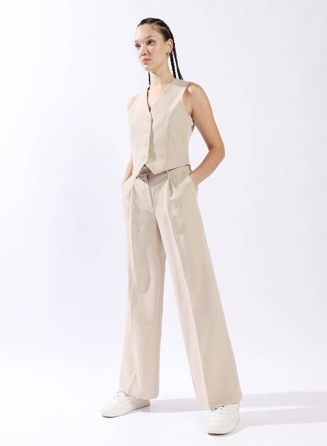 U-Neck Sleeveless Waistcoat Trouser Co-ord Set - Image 1