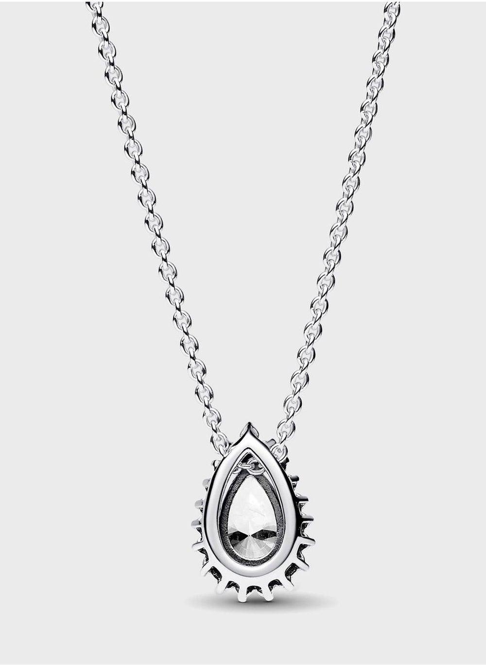 Sparkling Pear Halo Collier Necklace - Image 1