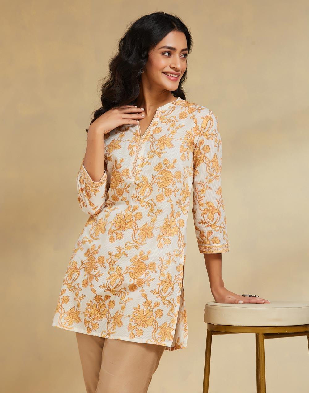 Hand Block Printed Short Kurta for Women - Image 1