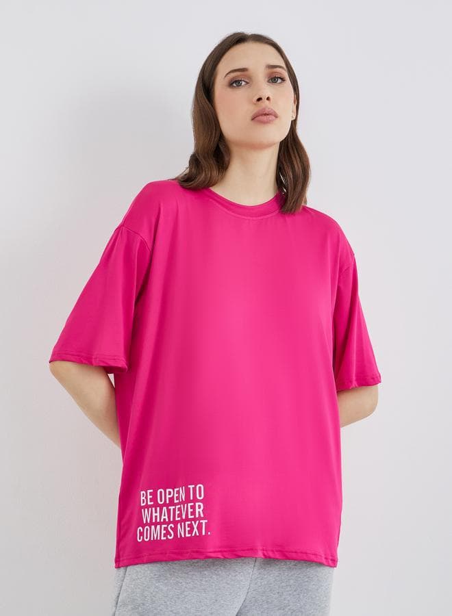 Slogan Print Oversized T-Shirt for Women - Image 1