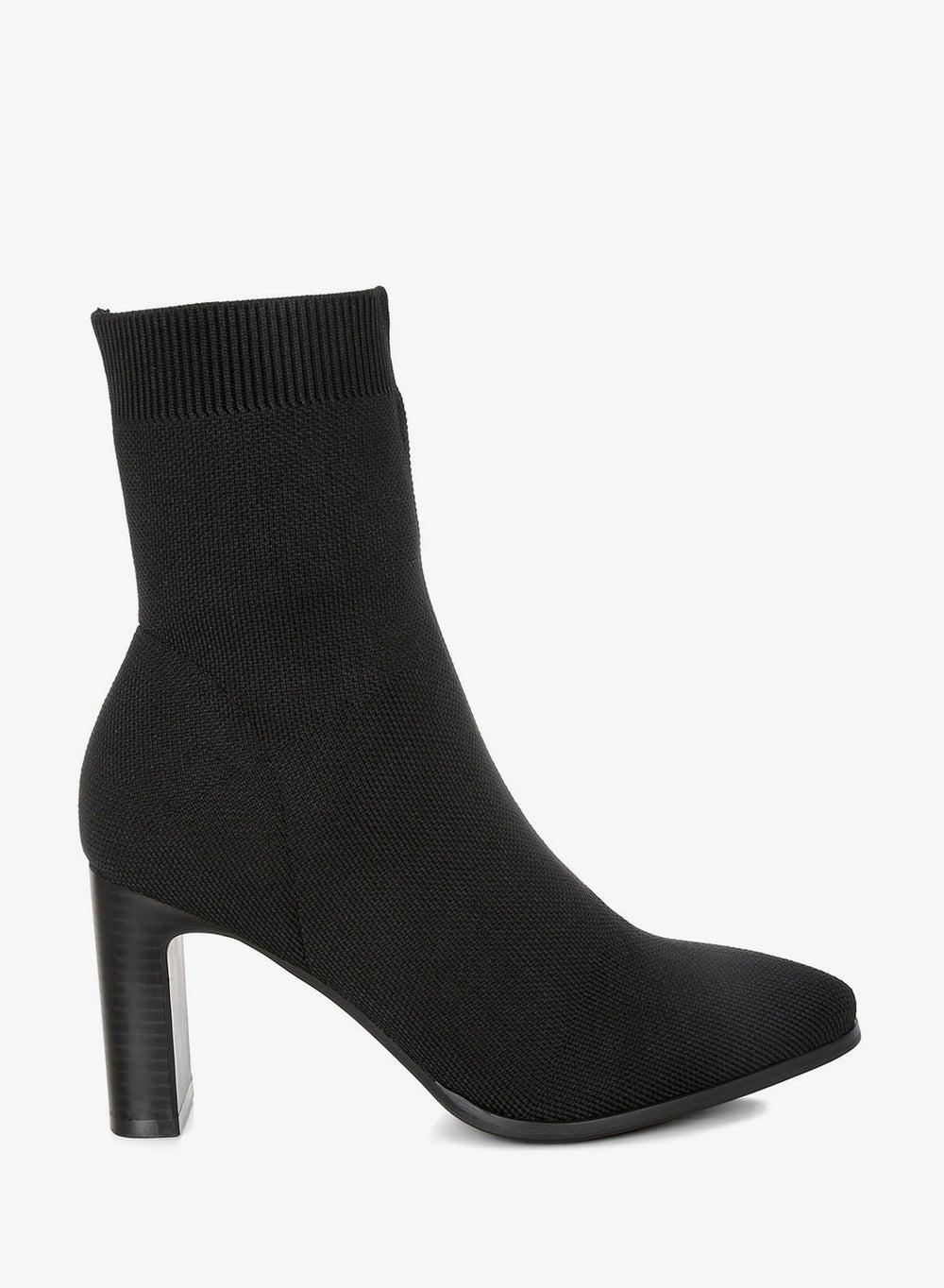 Black Flyknit Ankle Boots with Block Heel - Image 1
