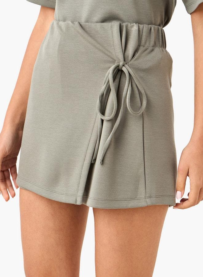 Knot Detail Skort with Elasticated Waistband - Image 1