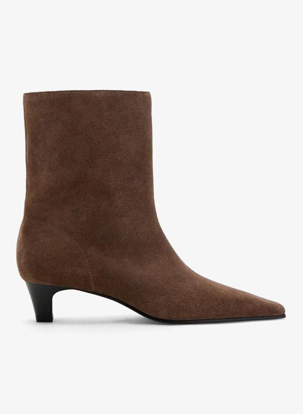 Suede Leather Ankle Boots with Kitten Heel - Image 1