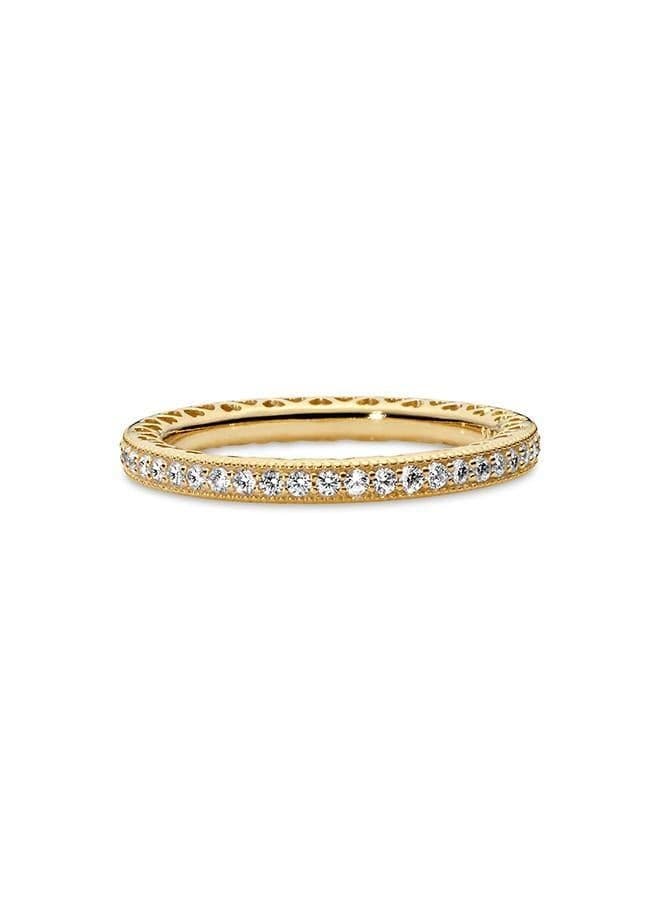 Sparkle & Hearts 14k Gold-Plated Eternity Ring - Image 1