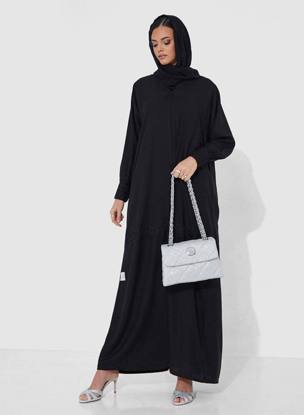 Casual Abaya with Black Embroidery - Image 1