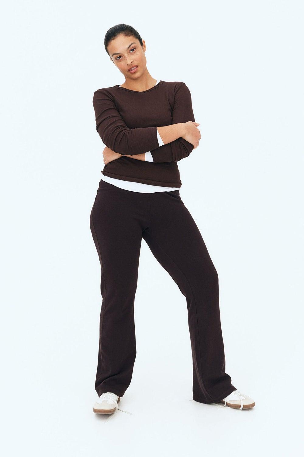 High-Waist Flared Leggings in Heavy Cotton Jersey - Image 1