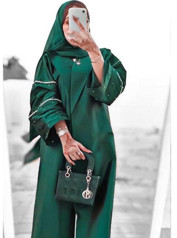 Embellished Flared Sleeve Abaya - Image 1