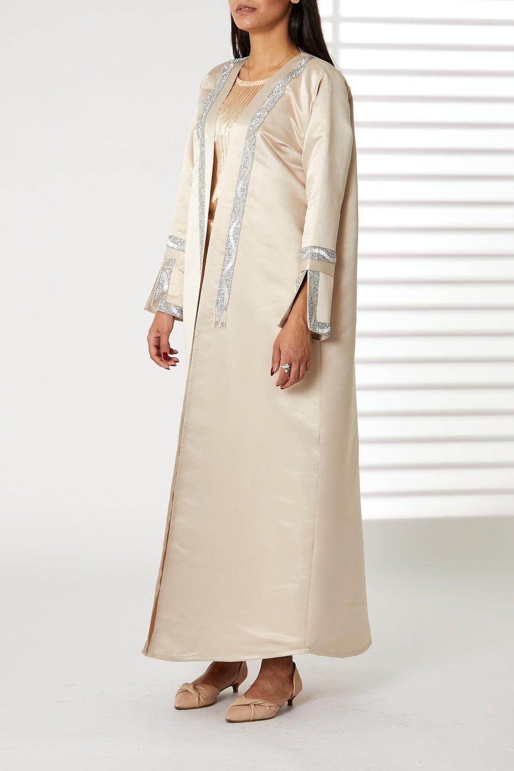 Satin Split Cuffs Abaya - Image 1