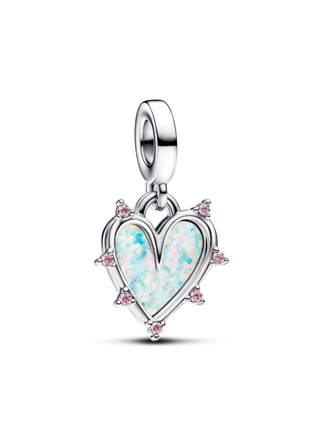 Friendship Opalescent Double Dangle Charm with Pink Opal - Image 1