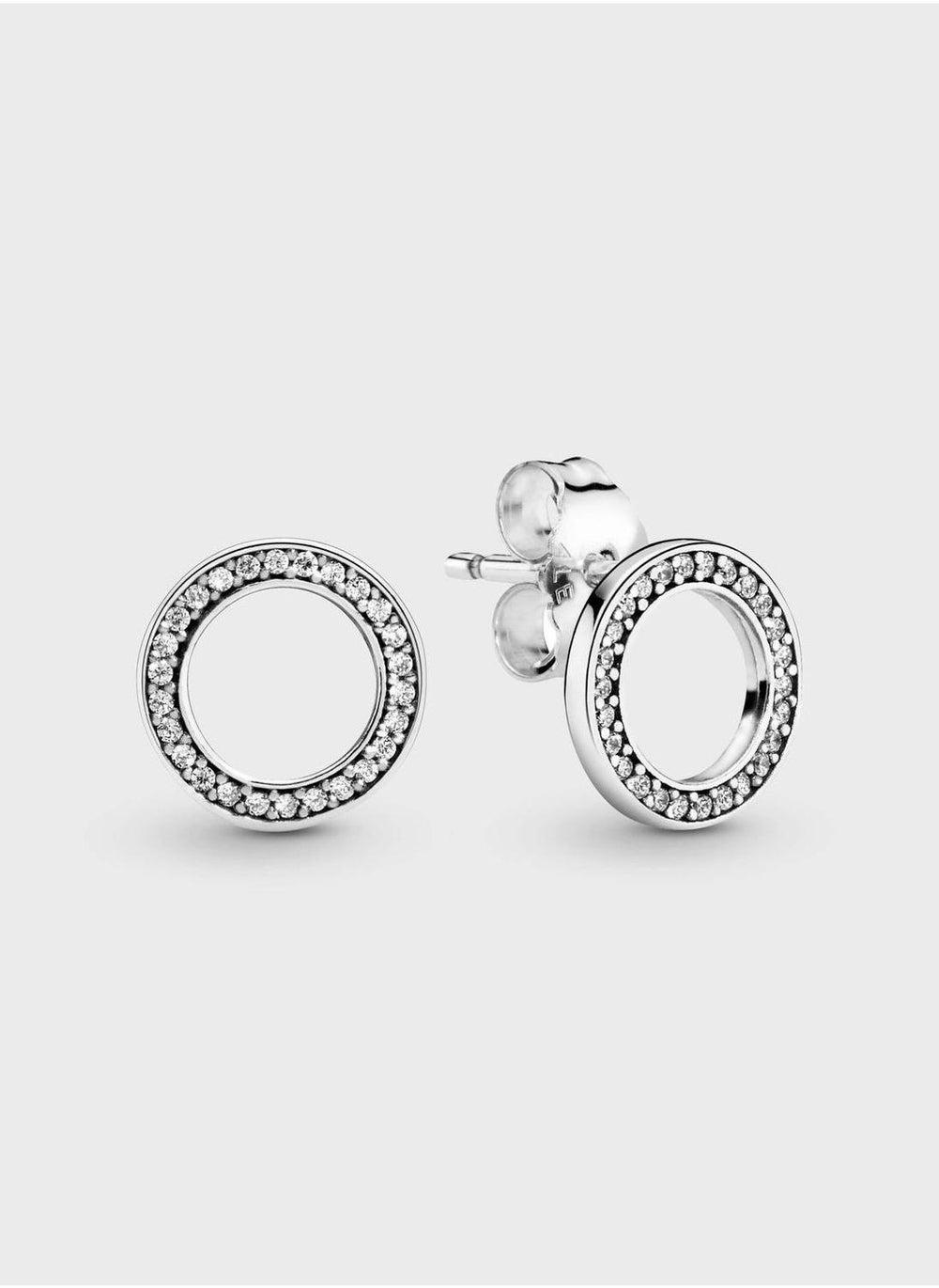 Sparkling Circle Sterling Silver Stud Earrings - Image 1