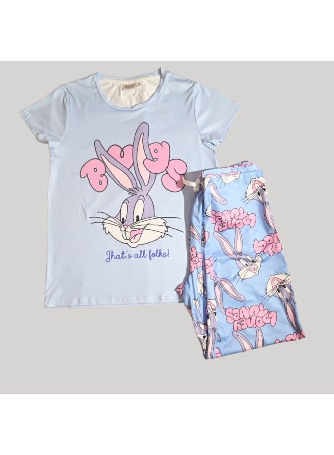 Looney Tunes Women’s Short Sleeve Silky Pajama Set - Image 1