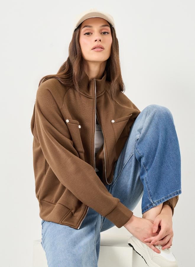 Styli Oversized High Neck Bomber Jacket - Image 1