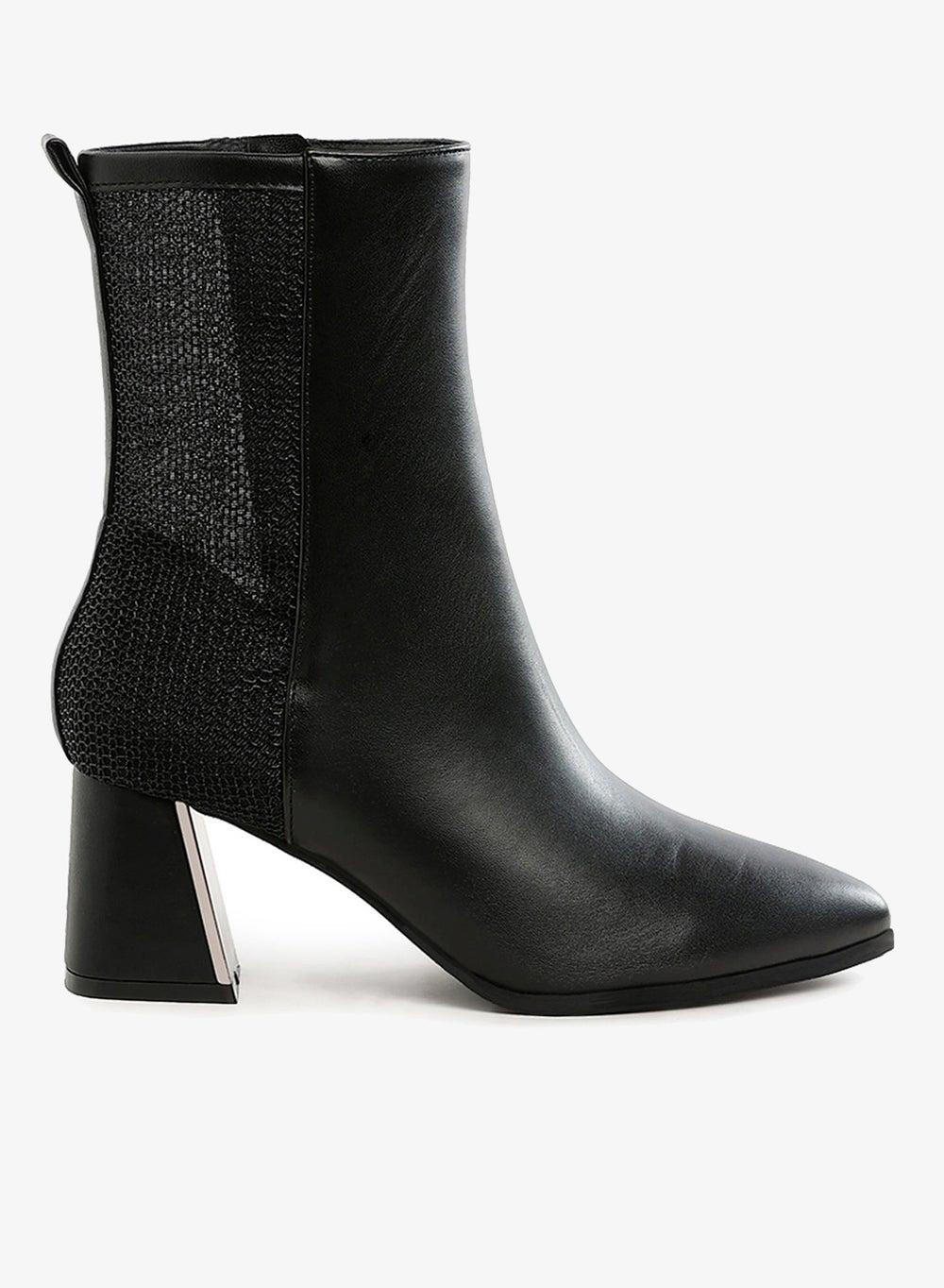 Black Mesh Pointy Ankle Boots SH5381 - Image 1