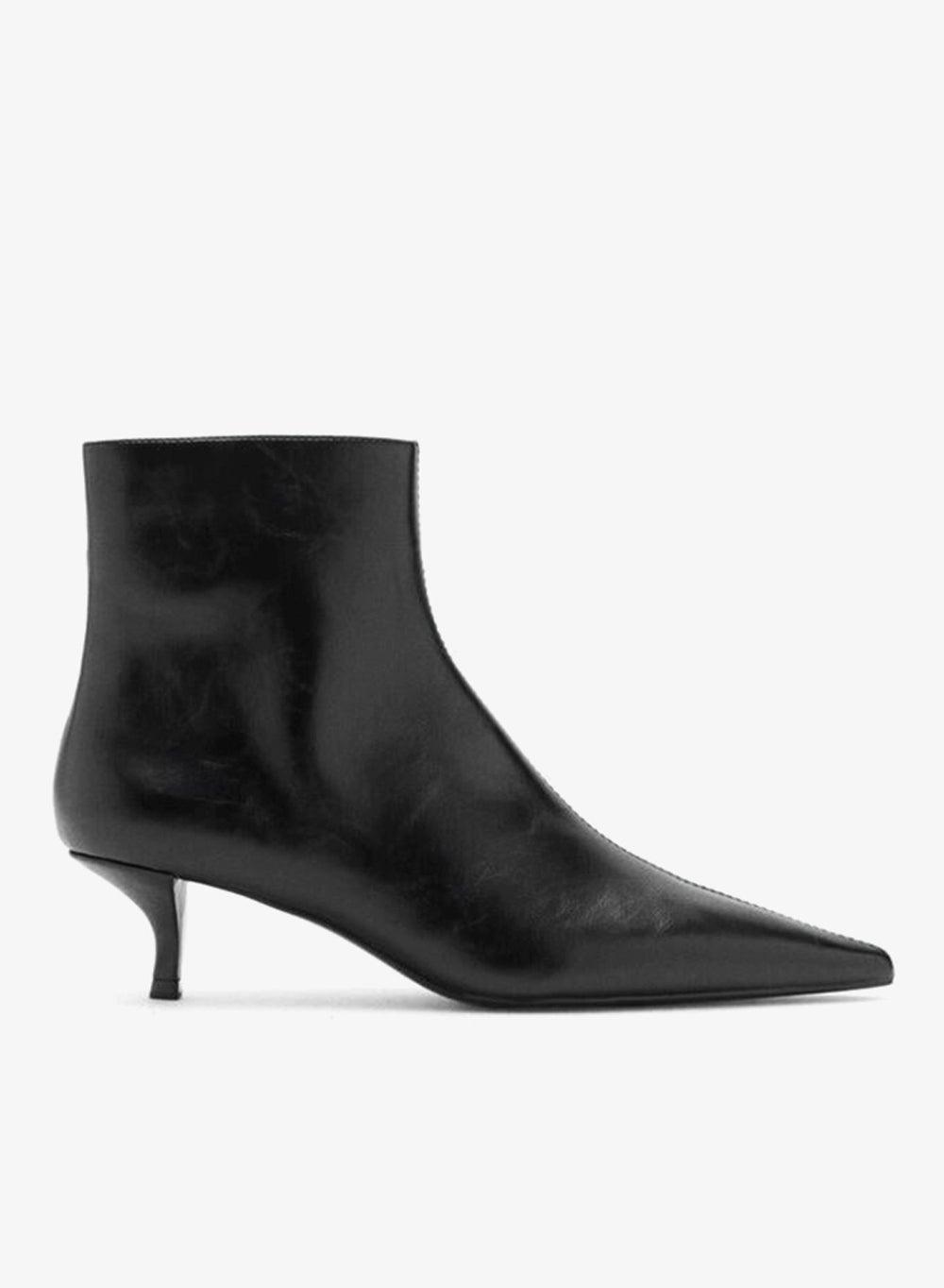 Pointed-Toe Kitten-Heel Ankle Boots - Image 1