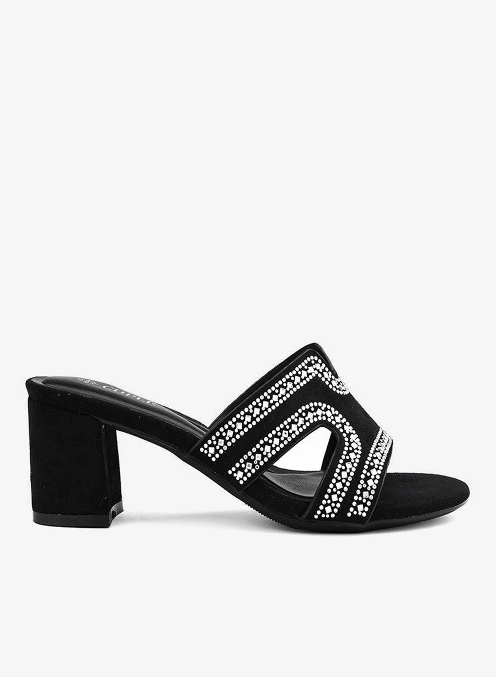 Women’s Embellished Classic Slip-On Heeled Sandals - Image 1