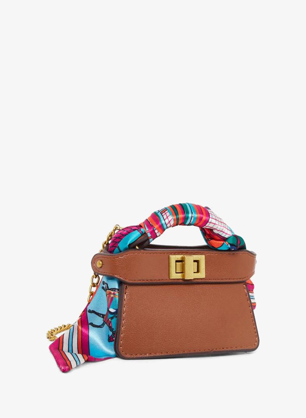 Styli Brown Satchel Bag with Scarf Detail - Image 1