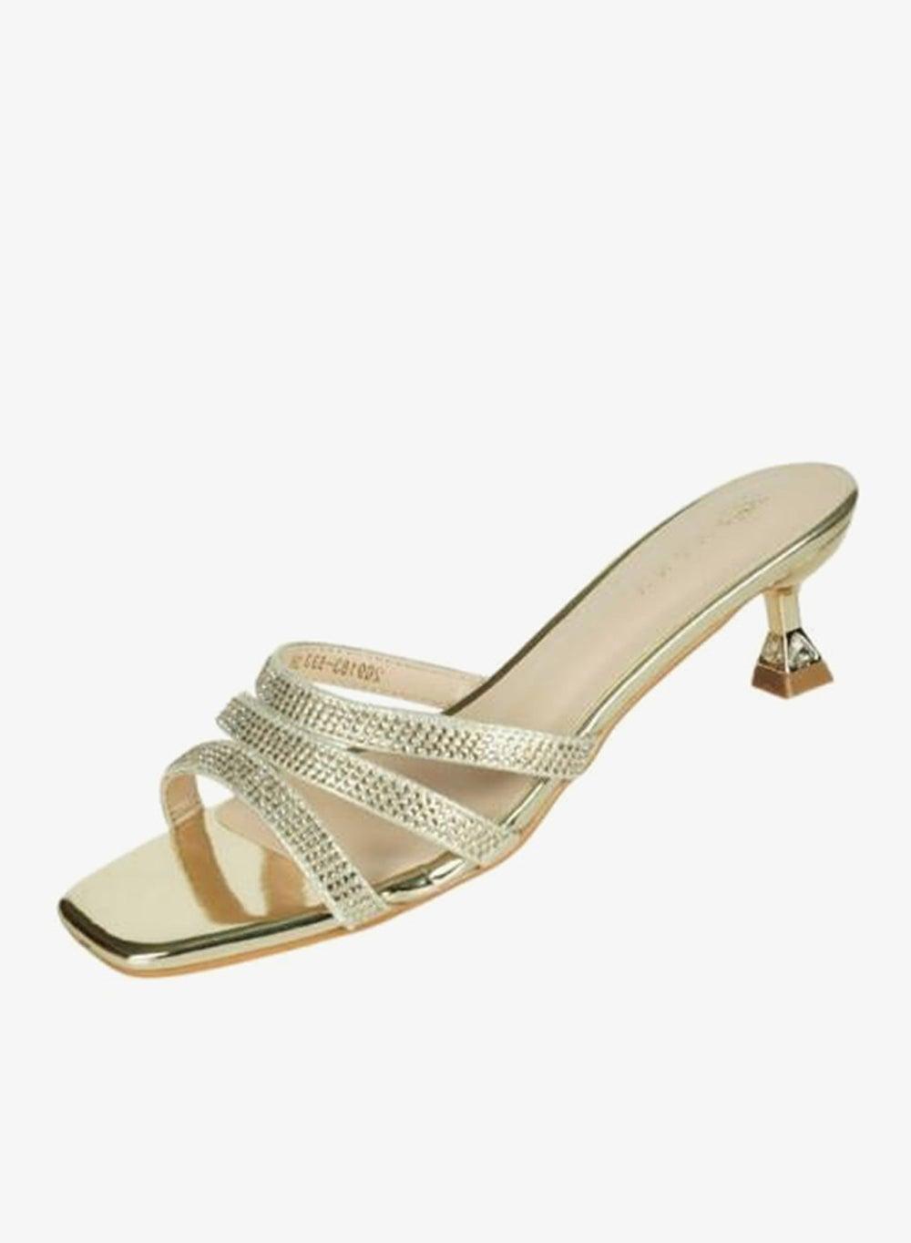 Zayna 221-222 Ladies Kitten Heel Sandals 2G9183-533 Gold - Image 1