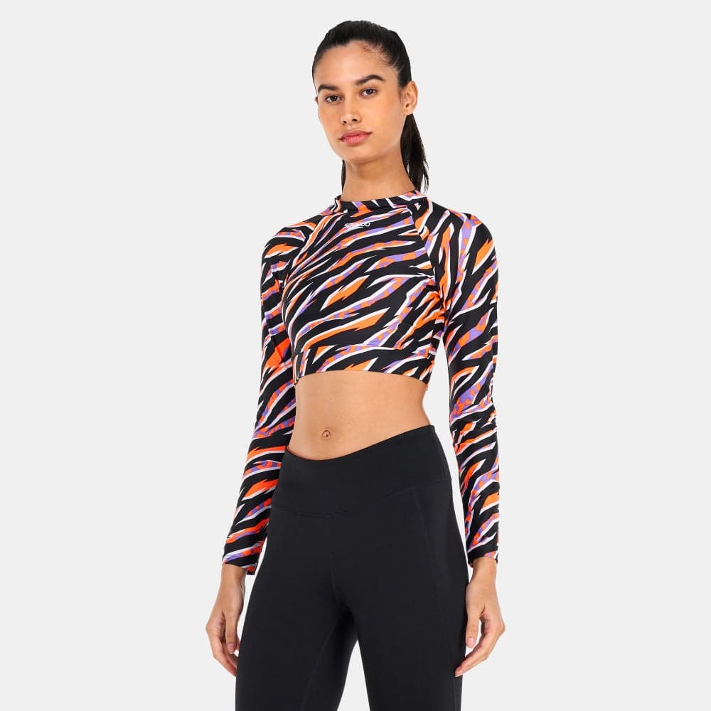 Women's Printed Rash Crop Top for Swimwear - Image 1