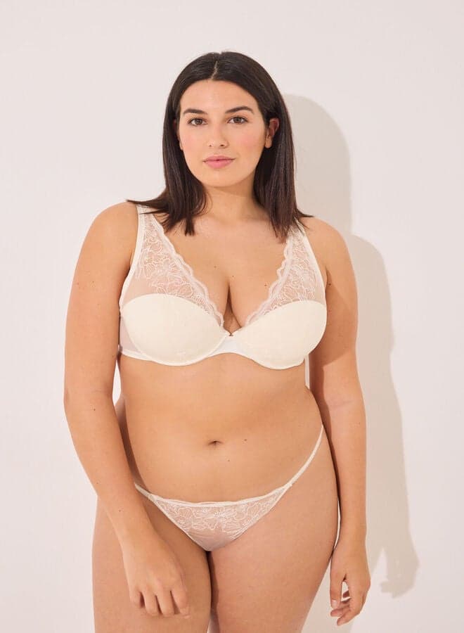 White Satin and Tulle Halterneck Bra - Image 1
