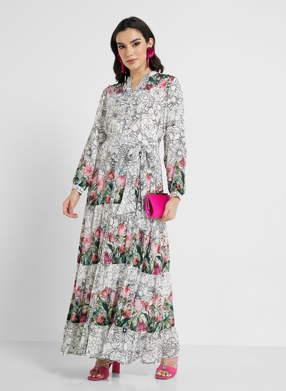 Multicolour Floral Print Maxi Dress - Image 1