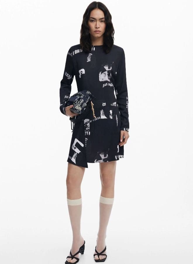 Short Newspaper Mini Dress - Image 1