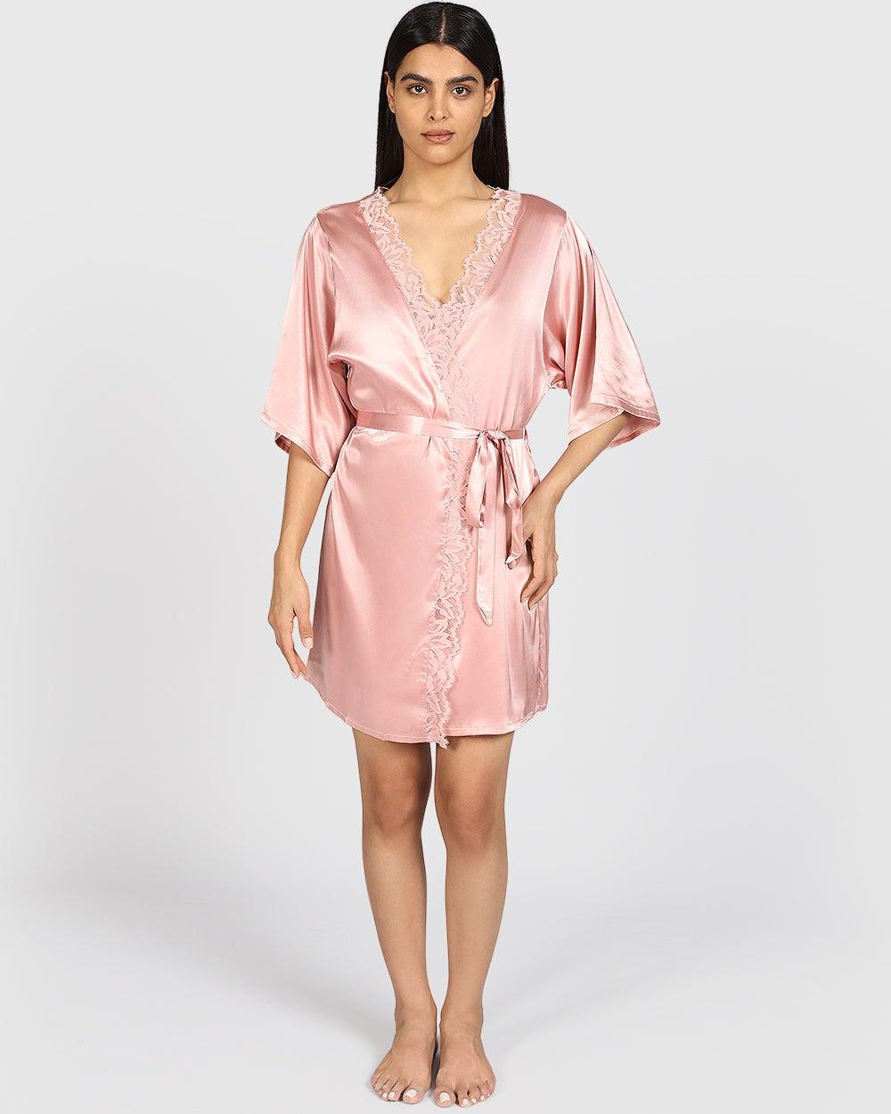 La Senza Sexy Sleep Satin Robe in Royal Pink - Image 1