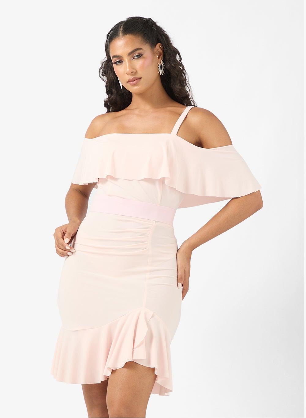 Flared Mini Dress in Fluid Jersey - Image 1