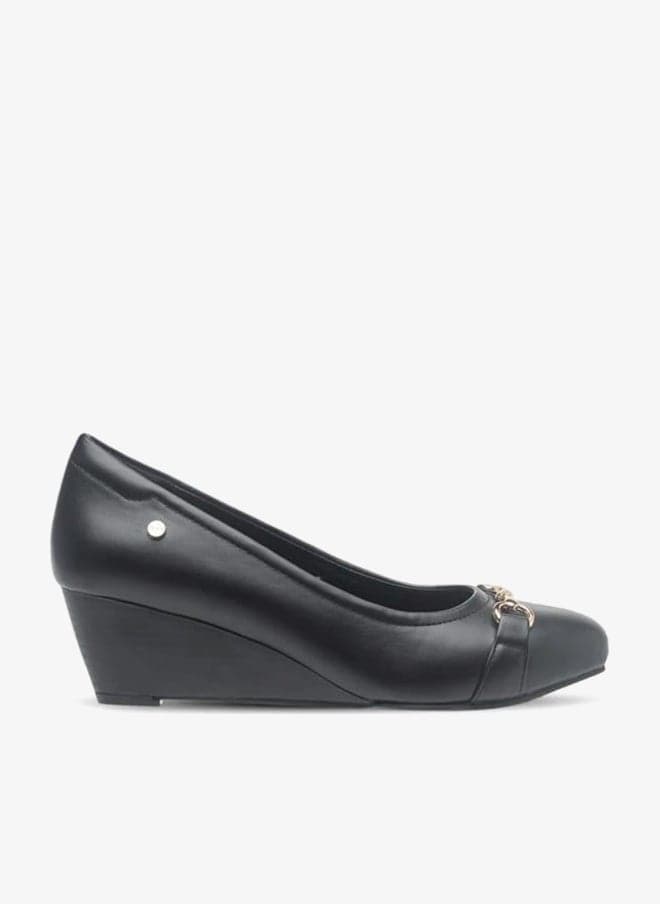 Women's Metal Accent Slip-On Ballerina Wedge Heels - Image 1