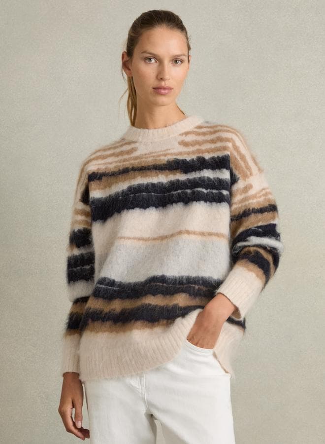 Pattern Brushed Crew Sweater - Image 1