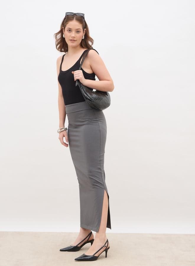 Plain Bodycon Skirt with Wide Waistband - Image 1