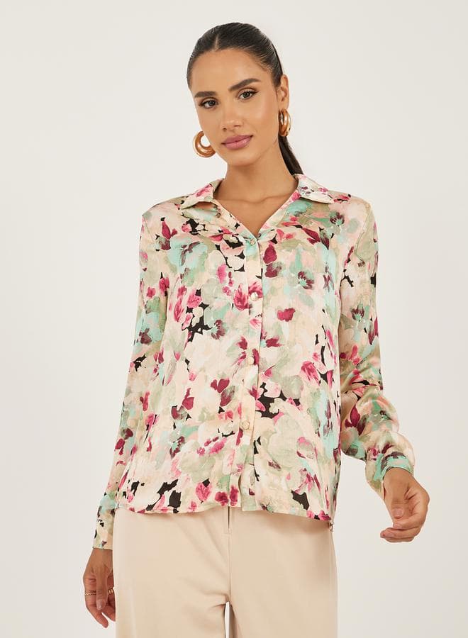 Styli Floral Print Regular Fit Shirt - Image 1