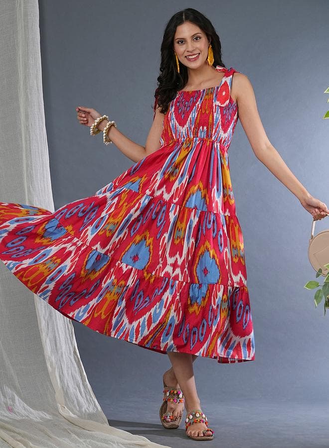 Globus Women All-Over Print Tie-Up Sleeve Midi Dress - Image 1