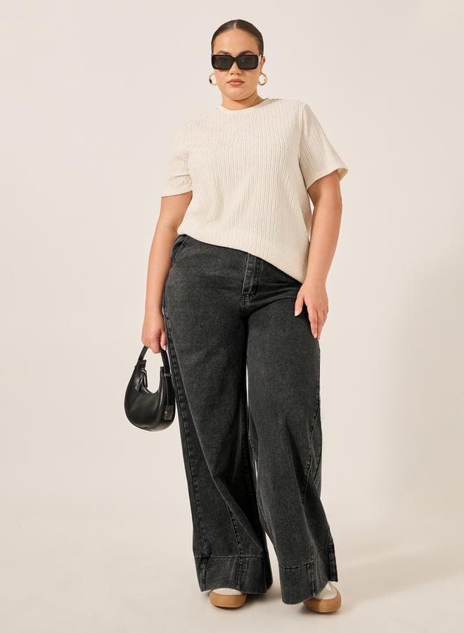 Plus Size Wide Leg Jeans with Side Seam Detail - Image 1