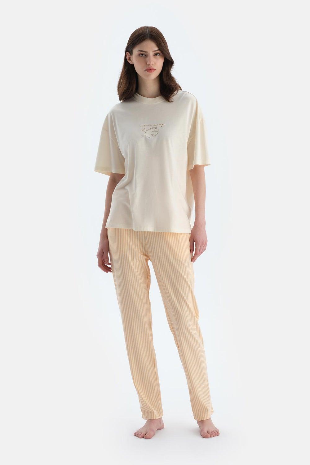 Animal Print Cotton Blend Oversized Pajama Set for Women - Image 1